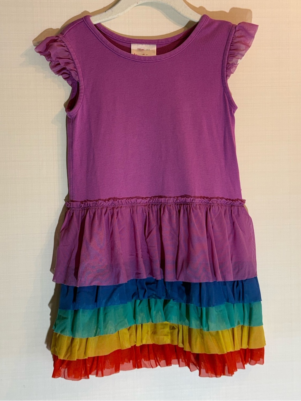Girls Hanna Andersson Rainbow Tiered Ruffle Dress - Purple